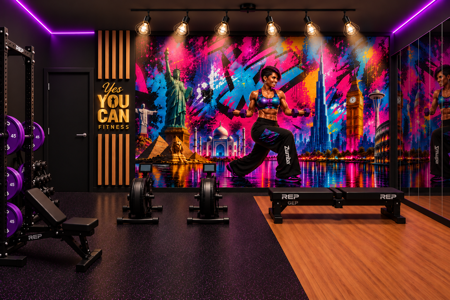 Colorful Yes You Can Fitness personal training gym